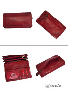 Old River Damen Leder Portemonnaie , Leder Geldbörse Mittelgroß, Damen Börse Vintage Leder Rot