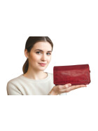 Old River Damen Leder Portemonnaie , Leder Geldbörse Mittelgroß, Damen Börse Vintage Leder Rot