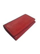 Old River Damen Leder Portemonnaie , Leder Geldbörse Mittelgroß, Damen Börse Vintage Leder Rot