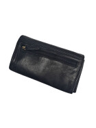 Old River Damen Leder Portemonnaie , Leder Geldbörse Mittelgroß, Damen Börse Vintage Leder Schwarz