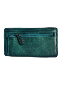 Old River Damen Leder Portemonnaie , Leder Geldbörse Mittelgroß, Damen Börse Vintage Leder Grün