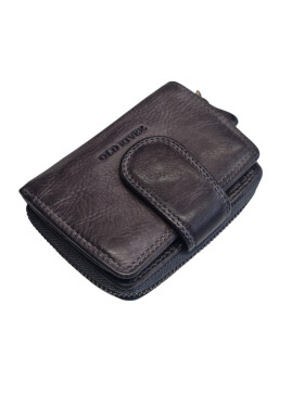 Old River Damen Leder Geldbörse Klein, Damen Portemonnaie, Lederbörse Vintage grau