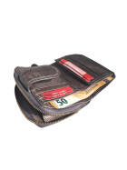 Old River Damen Leder Geldbörse Klein, Damen Portemonnaie, Lederbörse Vintage grau