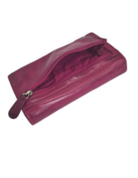 Old River Damen Leder Portemonnaie , Leder Geldbörse Mittelgroß, Damen Börse Vintage Leder Pink