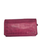 Old River Damen Leder Portemonnaie , Leder Geldbörse Mittelgroß, Damen Börse Vintage Leder Pink
