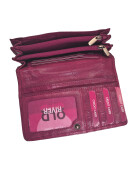 Old River Damen Leder Portemonnaie , Leder Geldbörse Mittelgroß, Damen Börse Vintage Leder Pink