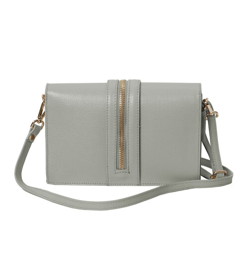 Leder Tasche, Umhängetasche aus hartem  Echt.Leder Clutch italienische Handarbeit Grau