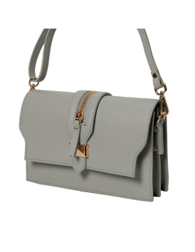 Leder Tasche, Umhängetasche aus hartem  Echt.Leder Clutch italienische Handarbeit Grau
