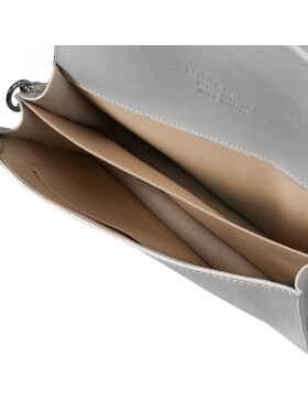 Leder Tasche, Umhängetasche aus hartem  Echt.Leder Clutch italienische Handarbeit Grau