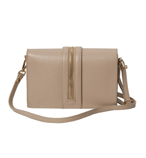 Leder Tasche, Umhängetasche aus hartem  Echt.Leder Clutch italienische Handarbeit Taupe