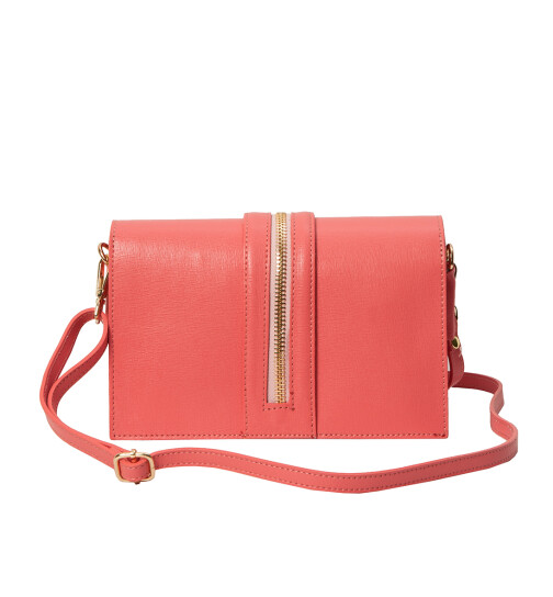 Leder Tasche, Umhängetasche aus hartem  Echt.Leder Clutch italienische Handarbeit Lachs