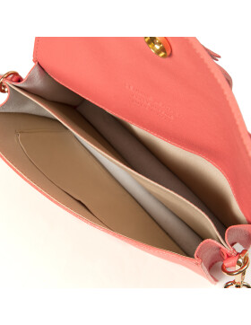 Leder Tasche, Umhängetasche aus hartem  Echt.Leder Clutch italienische Handarbeit Lachs