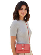 Leder Tasche, Umhängetasche aus hartem  Echt.Leder Clutch italienische Handarbeit Lachs