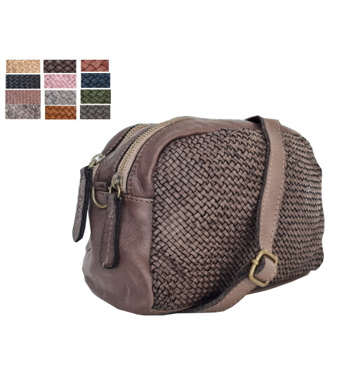 Leder Umh&auml;ngetasche geflochten, Leder Schultertasche klein, Cross body Tasche