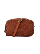 Leder Umh&auml;ngetasche geflochten, Leder Schultertasche klein, Cross body Tasche Cognac