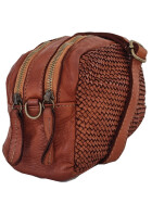 Leder Umh&auml;ngetasche geflochten, Leder Schultertasche klein, Cross body Tasche Cognac