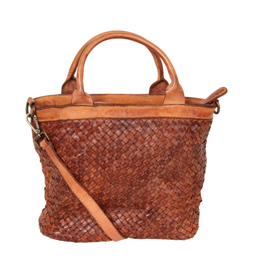 Damen Tasche Leder, Beuteltasche, Leder Schultertasche geflochten, Shopper