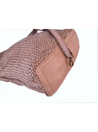 Damen Tasche Leder, Beuteltasche, Leder Schultertasche geflochten, Shopper
