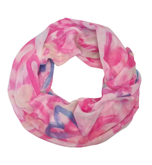 Damen Loop Schal, Schlauchschal dünn, Halstuch bunt, Rundschal Tücher Herz Muster ,weiche Viskose Rosa