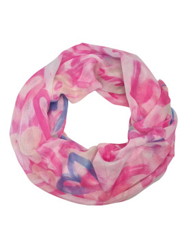 Damen Loop Schal, Schlauchschal dünn, Halstuch bunt, Rundschal Tücher Herz Muster ,weiche Viskose Rosa
