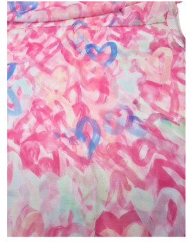 Damen Loop Schal, Schlauchschal dünn, Halstuch bunt, Rundschal Tücher Herz Muster ,weiche Viskose Rosa