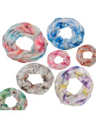 Damen Loop Schlauchschal d&uuml;nn, Halstuch, Rundschal T&uuml;cher Aquarell Blumen,weiche Viskose