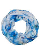 Damen Loop Schlauchschal d&uuml;nn, Halstuch, Rundschal T&uuml;cher Aquarell Blumen,weiche Viskose Blau