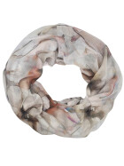Damen Loop Schlauchschal d&uuml;nn, Halstuch, Rundschal T&uuml;cher Aquarell Blumen,weiche Viskose Grau Beige