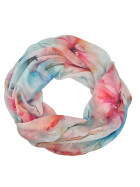 Damen Loop Schlauchschal d&uuml;nn, Halstuch, Rundschal T&uuml;cher Aquarell Blumen,weiche Viskose Bunt