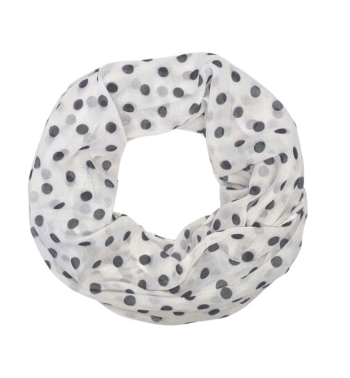 Damen Schal Loop Polka Dots, dünner Schlauchschal mit Punkten in Weiß aus weicher Viskose