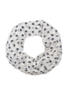 Damen Schal Loop Polka Dots, dünner Schlauchschal mit Punkten in Weiß aus weicher Viskose