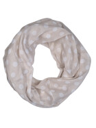 Damen Schal Loop Polka Dots, dünner Schlauchschal mit Punkten Taupe/ Beige aus weicher Viskose