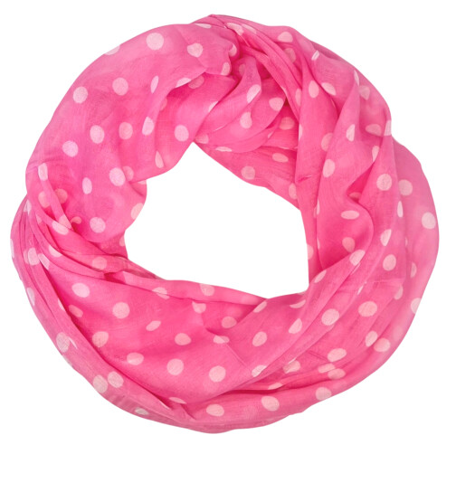 Damen Schal Loop Polka Dot, dünner Schlauchschal mit Punkten in Pink aus weicher Viskose