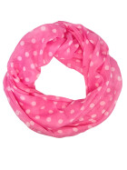 Damen Schal Loop Polka Dots, dünner Schlauchschal mit Punkten in Pink aus weicher Viskose