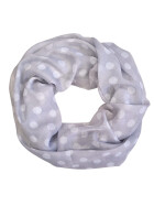 Damen Schal Loop Polka Dots, dünner Schlauchschal mit Punkten in Grau aus weicher Viskose