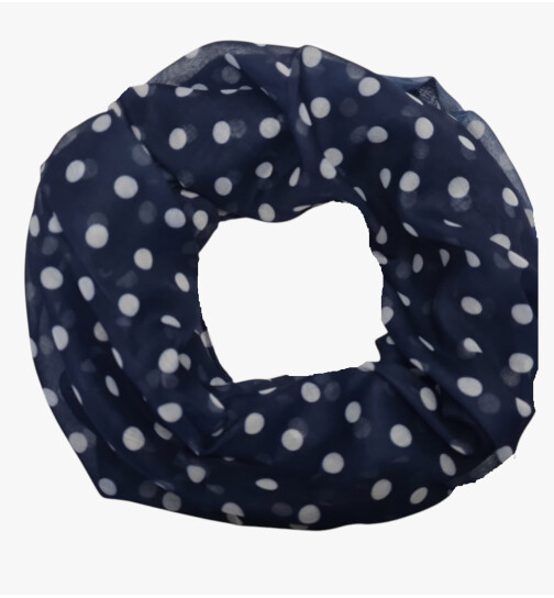 Damen Schal Loop Polka Dot, dünner Schlauchschal mit Punkten in Navi Blau aus weicher Viskose