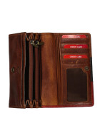 Old River Damen Leder Portemonnaie , Leder Geldbörse Mittelgroß, Damen Börse Vintage Leder Bunt