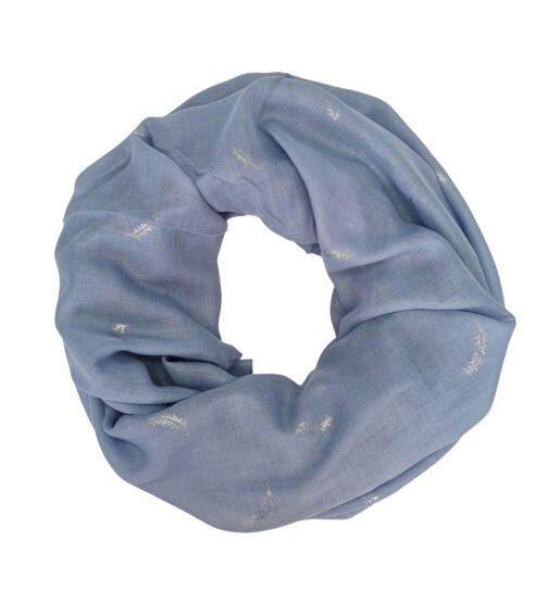 Damen Loop Schal Hellblau, Schlauchschal dünn, Halstuch Rundschal weiche Viskose /Baumwolle