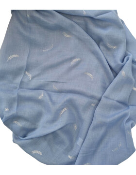 Damen Loop Schal Hellblau, Schlauchschal dünn, Halstuch Rundschal weiche Viskose /Baumwolle