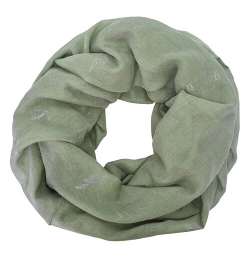 Damen Loop Schal  Unifarbe Grün / Oliv , Schlauchschal dünn, Halstuch Rundschal weiche Viskose /Baumwolle