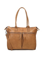 Damen Leder Tasche, Schultertasche, Shopper &quot; Binni&quot; DIN A4 geeignet Beige