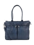 Damen Leder Tasche, Schultertasche, Shopper " Binni" DIN A4 geeignet Blau