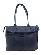 Damen Leder Tasche, Schultertasche, Shopper " Binni" DIN A4 geeignet Blau