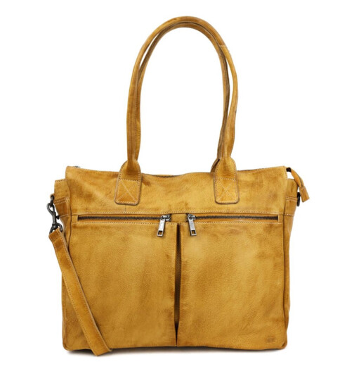 Damen Leder Tasche, Schultertasche, Shopper " Binni" DIN A4 geeignet Gelb