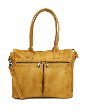 Damen Leder Tasche, Schultertasche, Shopper " Binni" DIN A4 geeignet Gelb