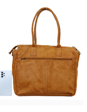 Damen Leder Tasche, Schultertasche, Shopper " Binni" DIN A4 geeignet Gelb