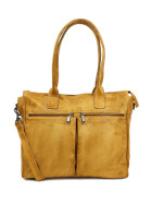 Damen Leder Tasche, Schultertasche, Shopper " Binni" DIN A4 geeignet Gelb