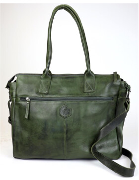 Damen Leder Tasche, Schultertasche, Shopper " Binni" DIN A4 geeignet Gr&uuml;n