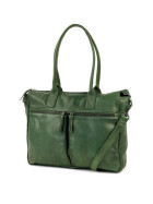 Damen Leder Tasche, Schultertasche, Shopper " Binni" DIN A4 geeignet Gr&uuml;n