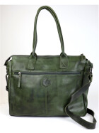Damen Leder Tasche, Schultertasche, Shopper " Binni" DIN A4 geeignet Gr&uuml;n